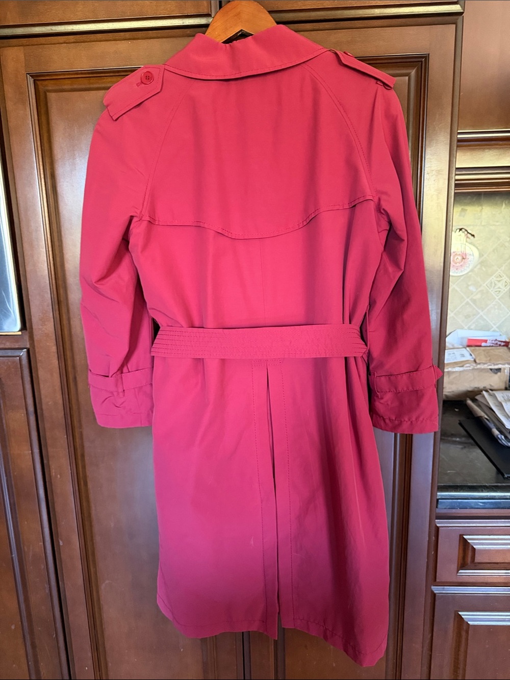Burberry Cranberry Double-Breasted Trench Coat with Belt - Picture 8 of 9